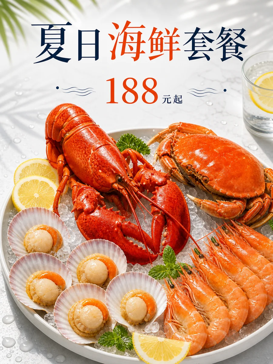 海鲜套餐商业海报案例
